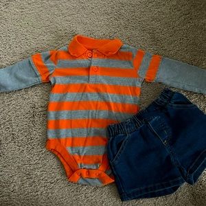 Set 2 piece Garanimals shorts and bodysuit long-sleeves 6-9m